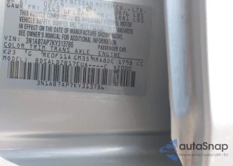 2019 Nissan Sentra Sv z USA, uszkodzony, nr VIN 3N1AB7AP7KY313786